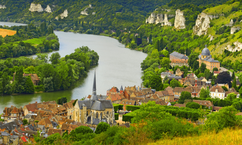 The River Seine and Les Andelys - Panorama from the Chateau Gaillard, Normandy, France